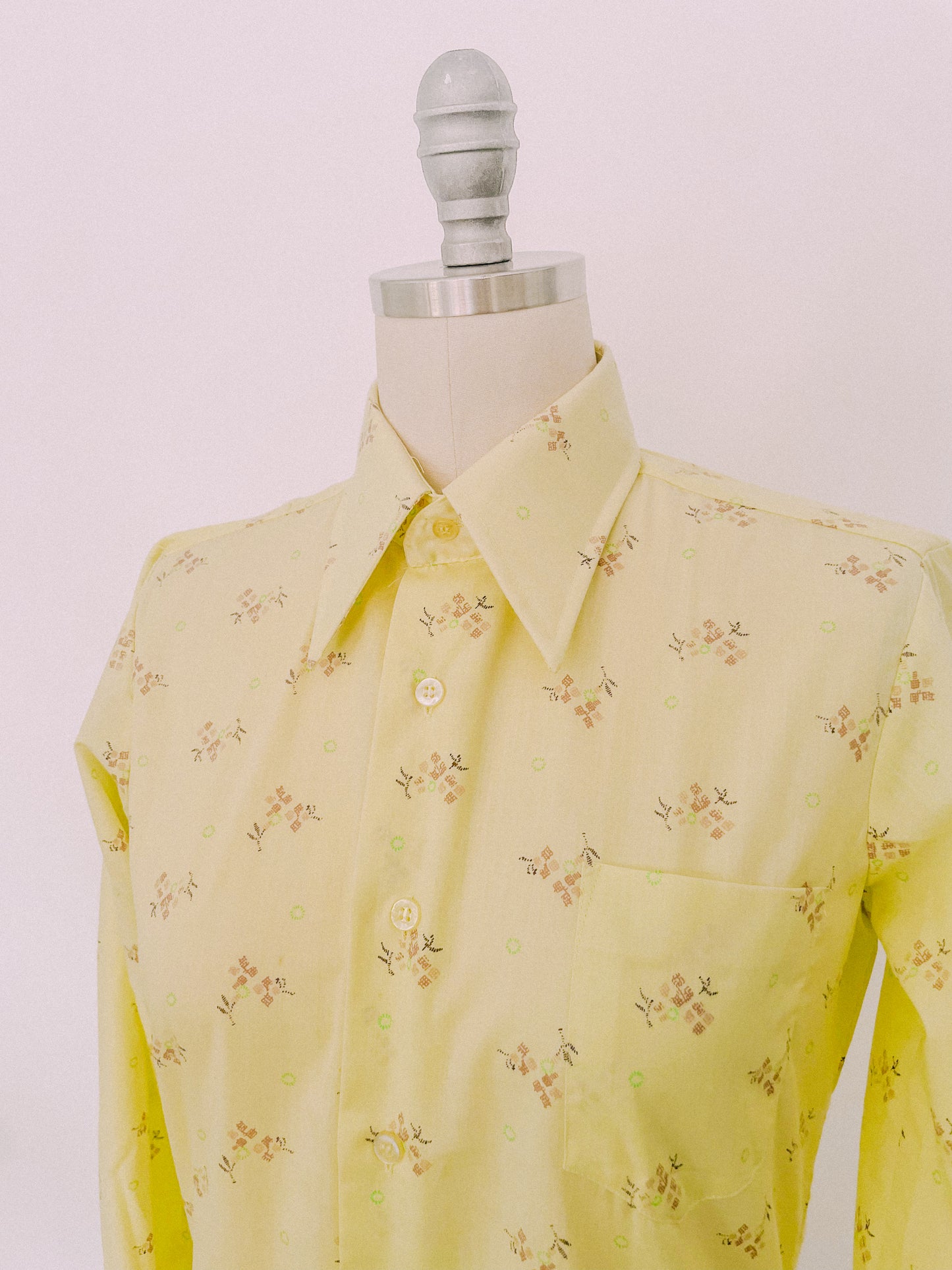 1970s Pale Yellow Button-Up Shirt