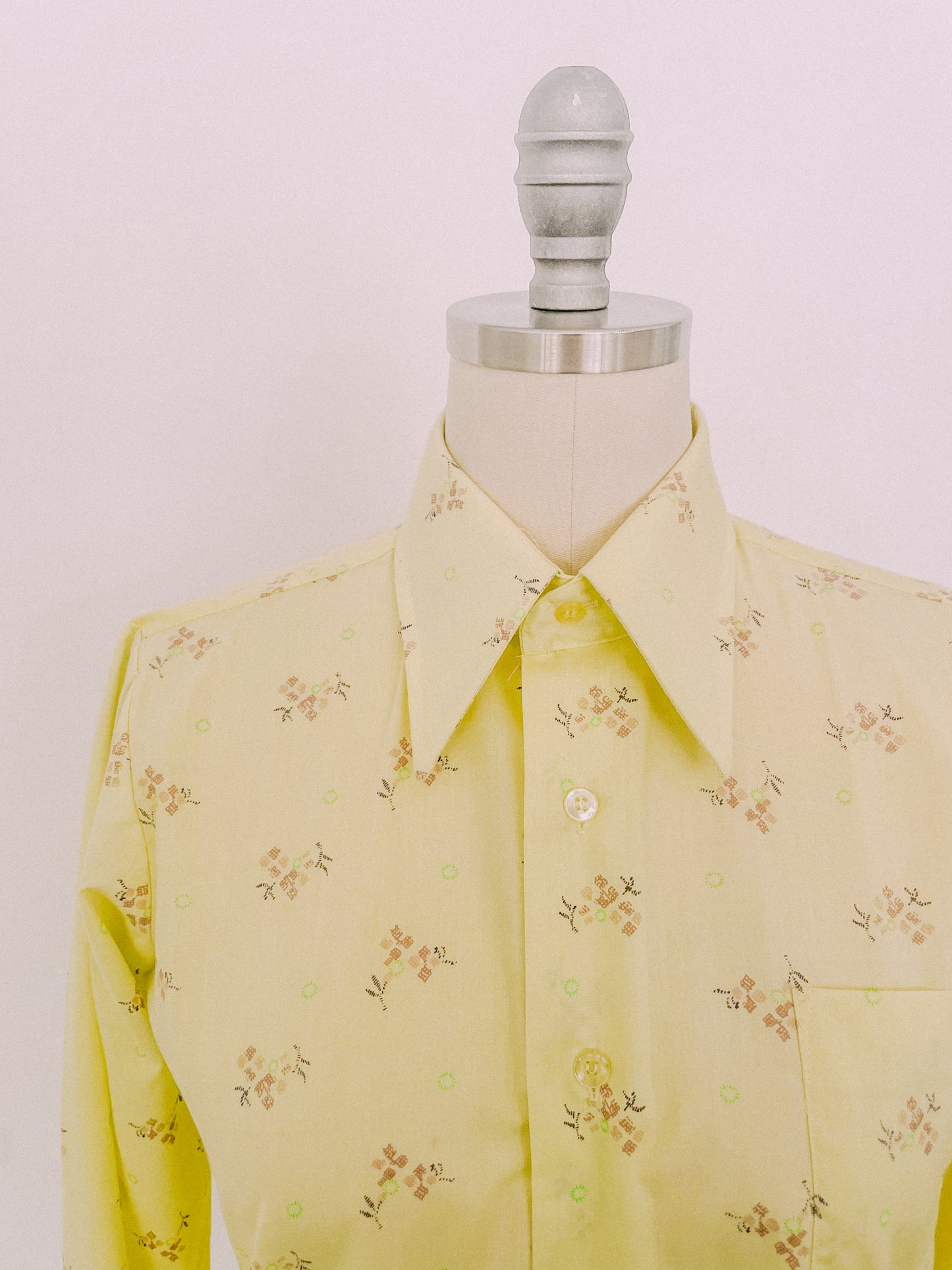 1970s Pale Yellow Button-Up Shirt