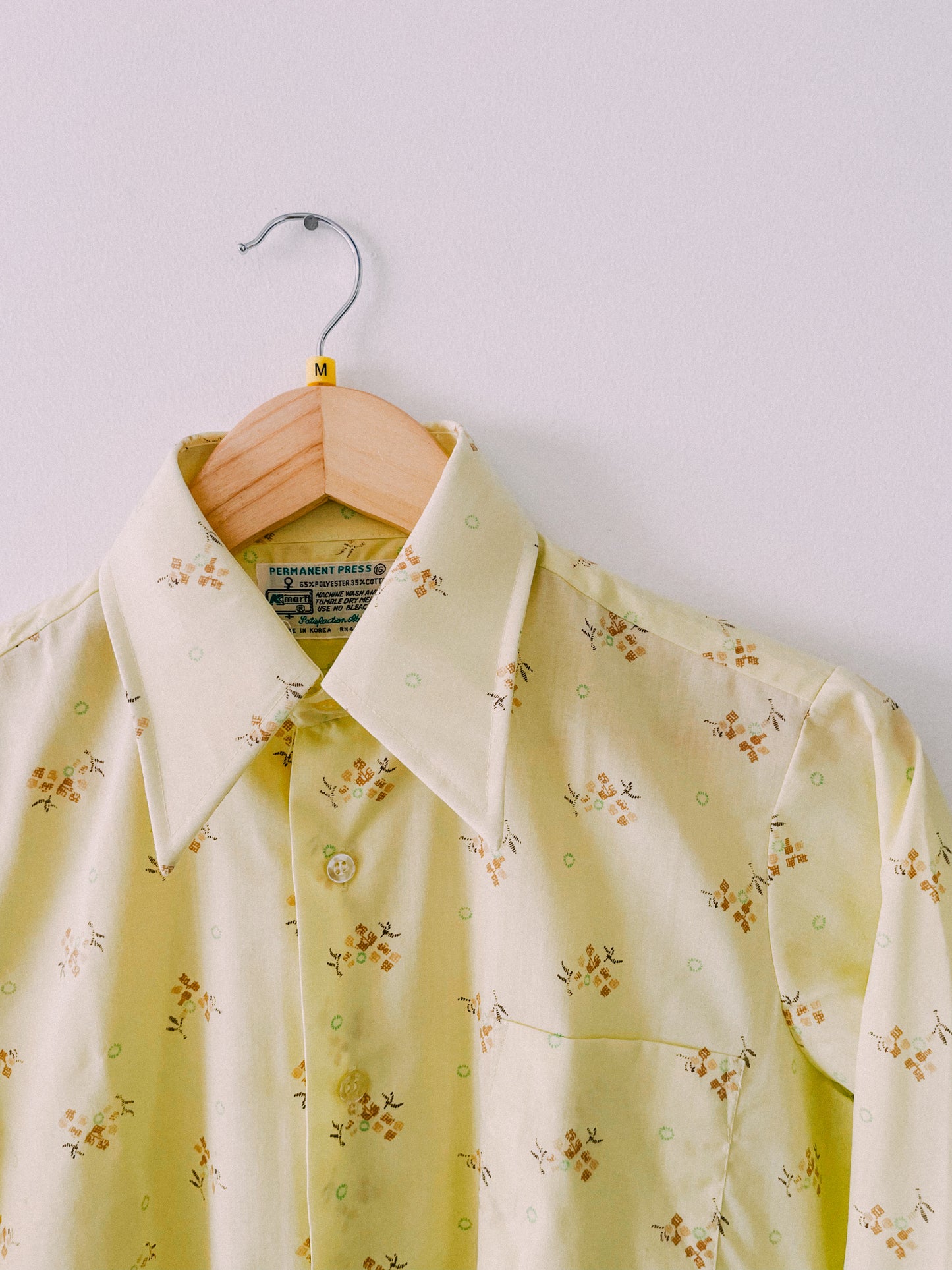 1970s Pale Yellow Button-Up Shirt