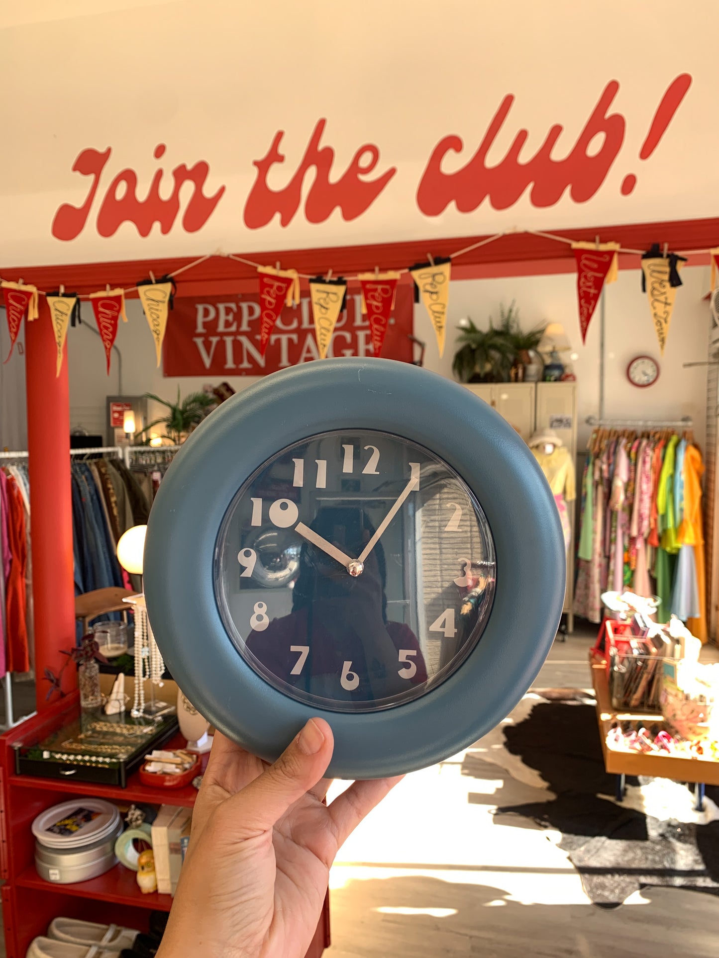 Vintage Retro Blue Wall Clock