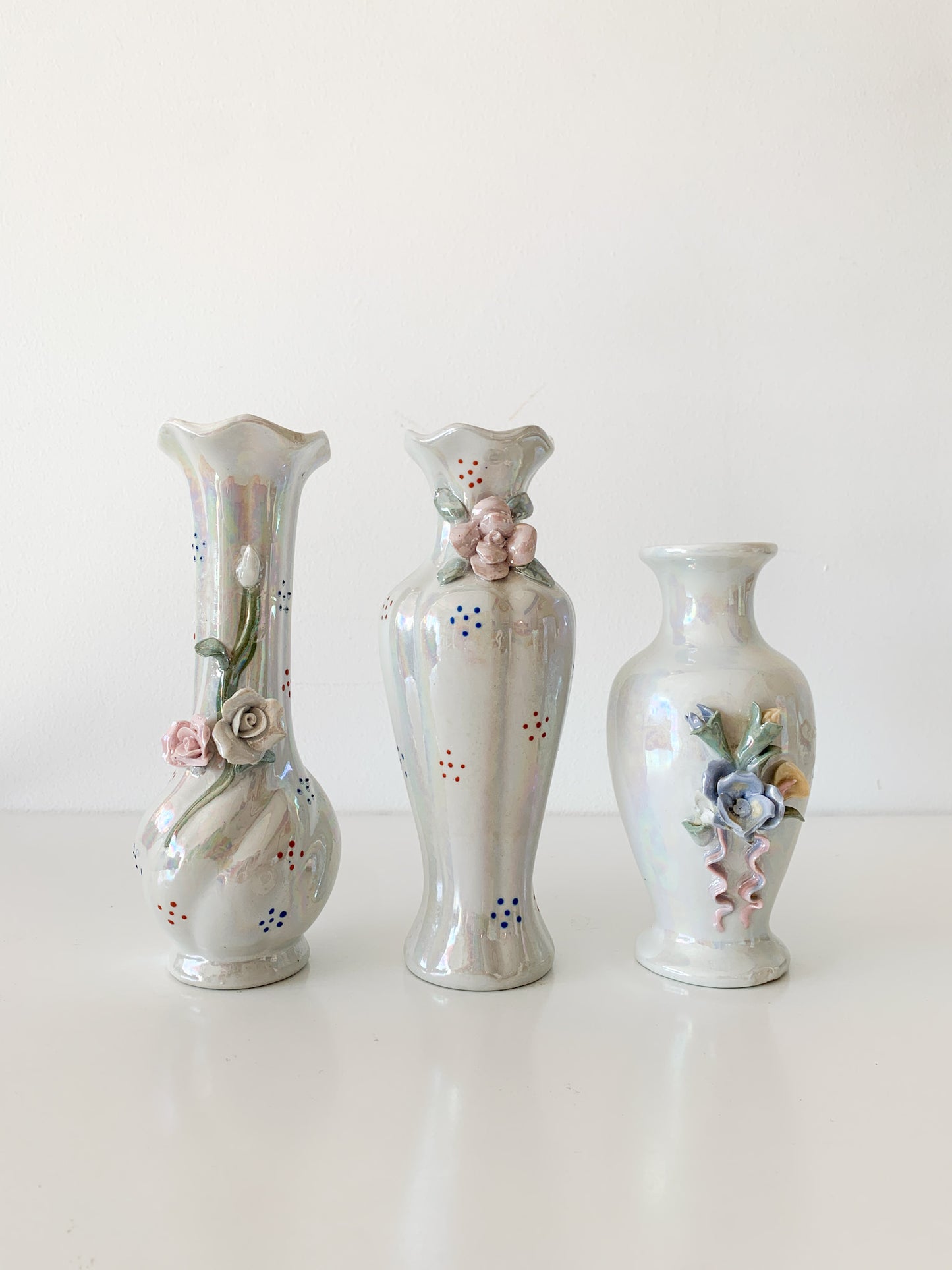 c.1998 Iridescent Floral Stem Vase