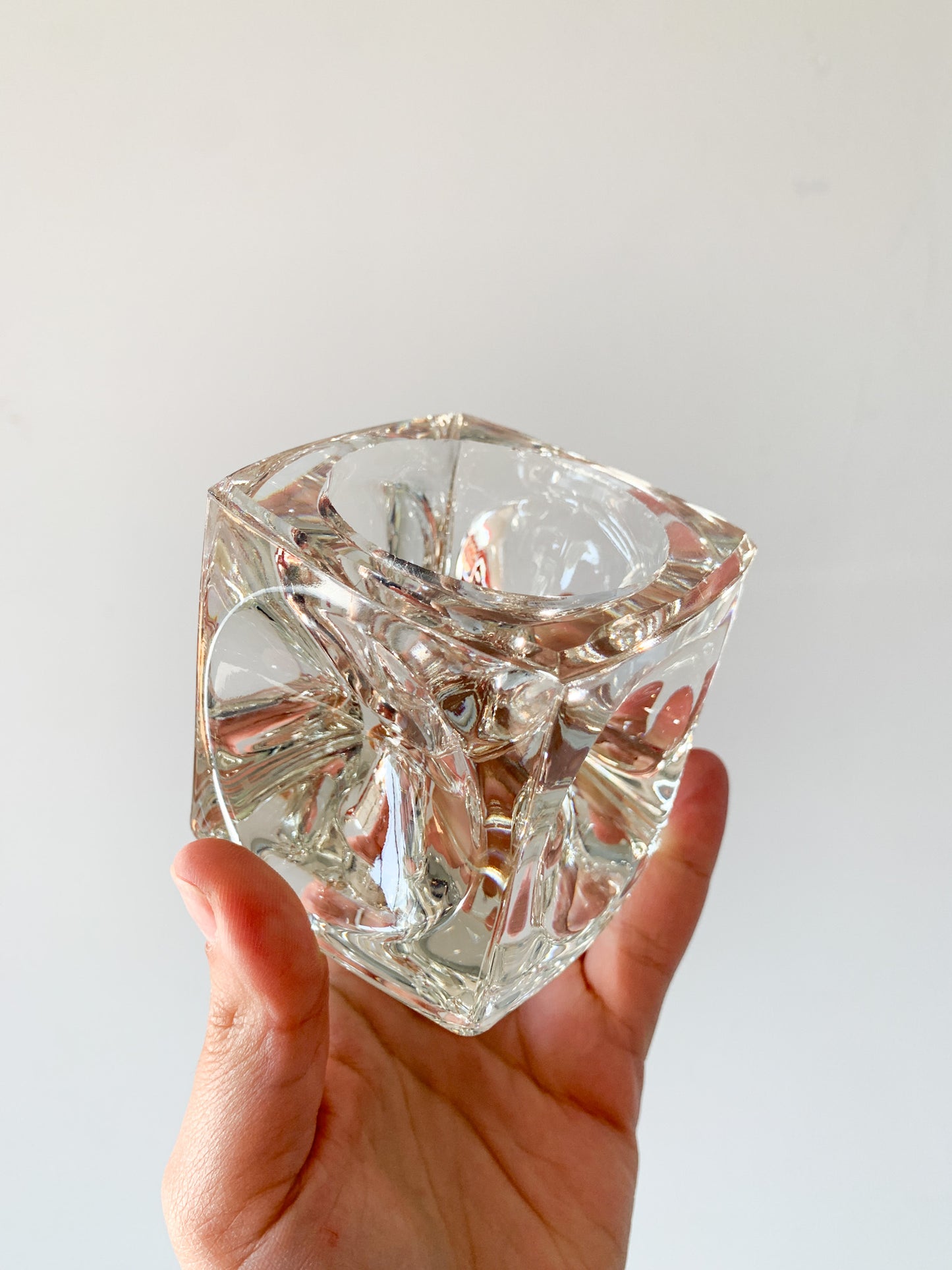 Vintage Glass Cube Dual Candle Holder, set of 2.
