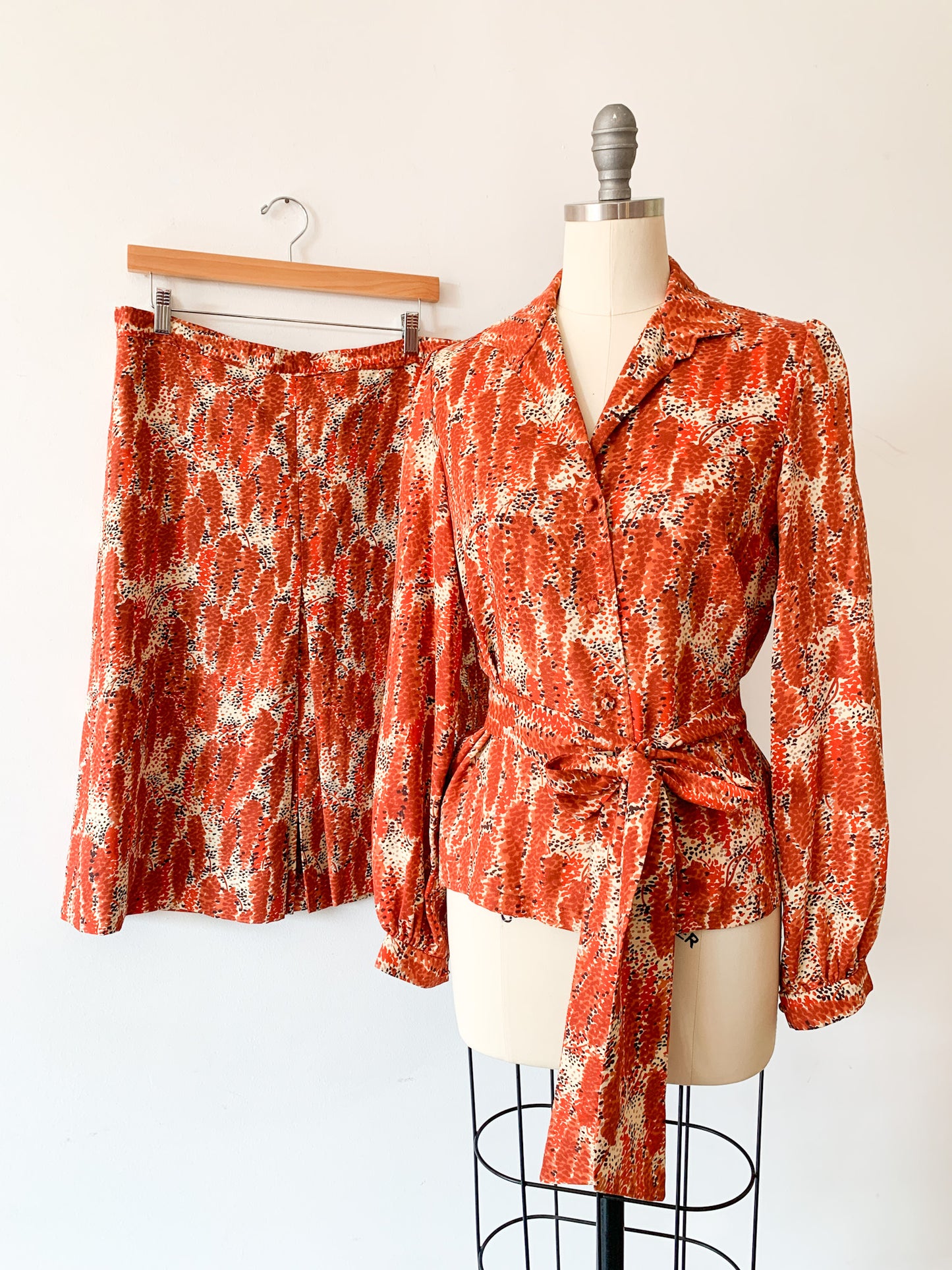 70s Abstract Autumn Skirt Set