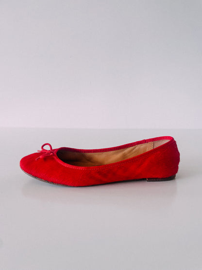 Y2K Red Horsehair Ballet Flats