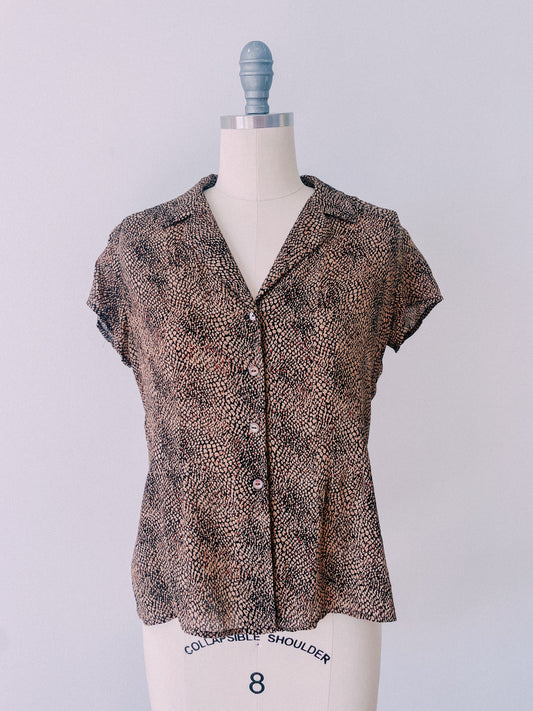 1990s Silk Snake Blouse