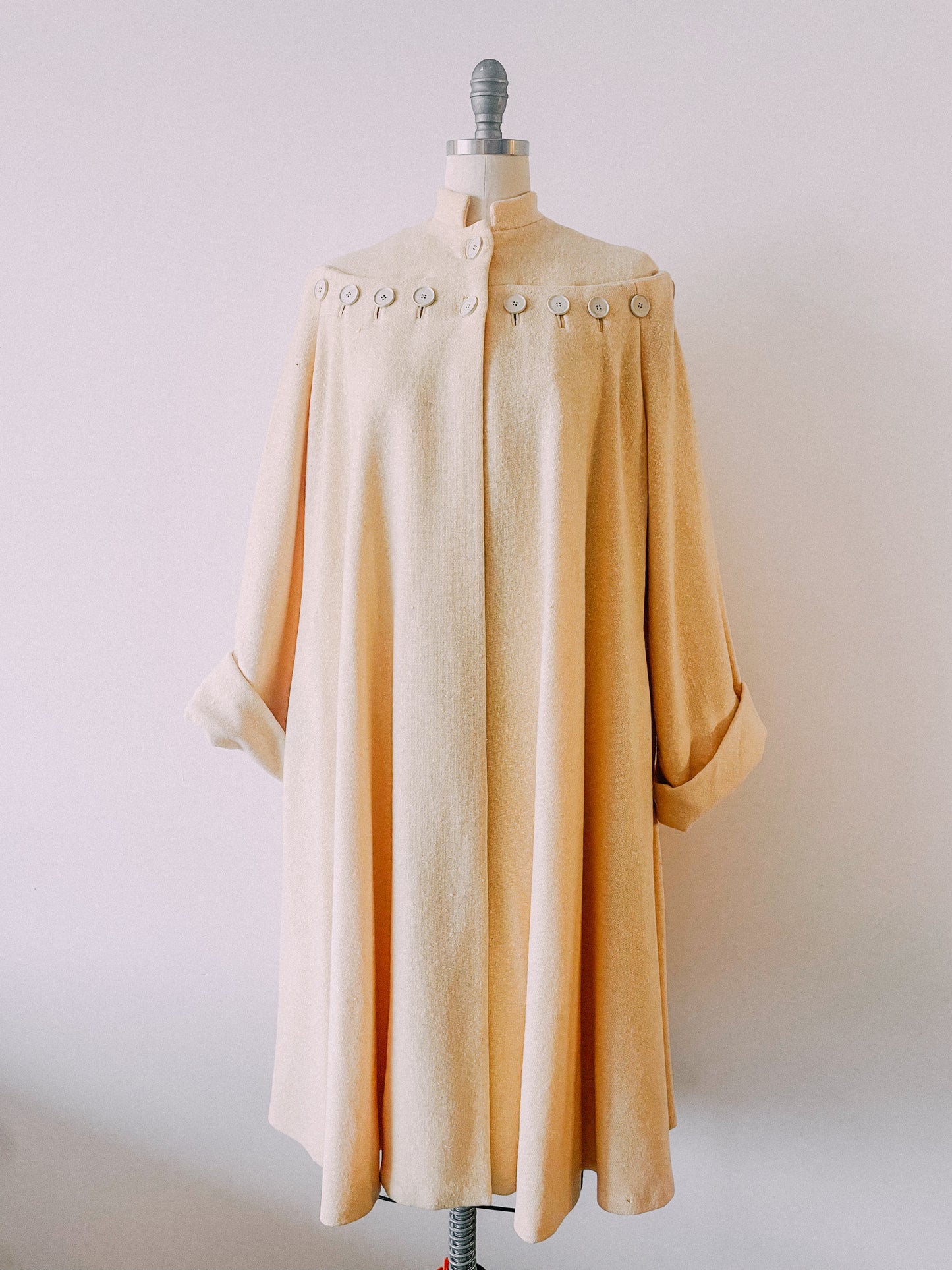 1950s Cream Button Swing Coat