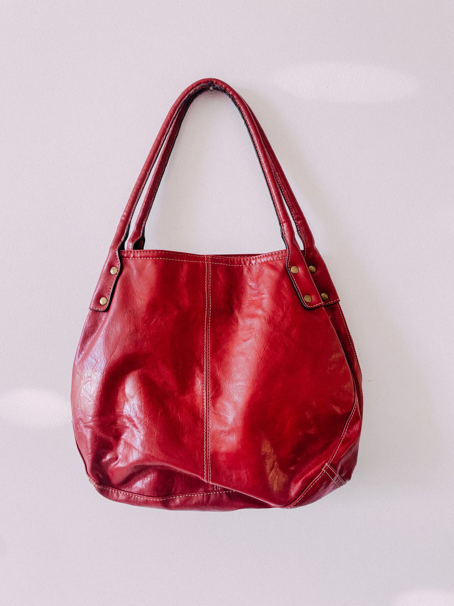 Y2K Red Faux Leather Slouch Bag