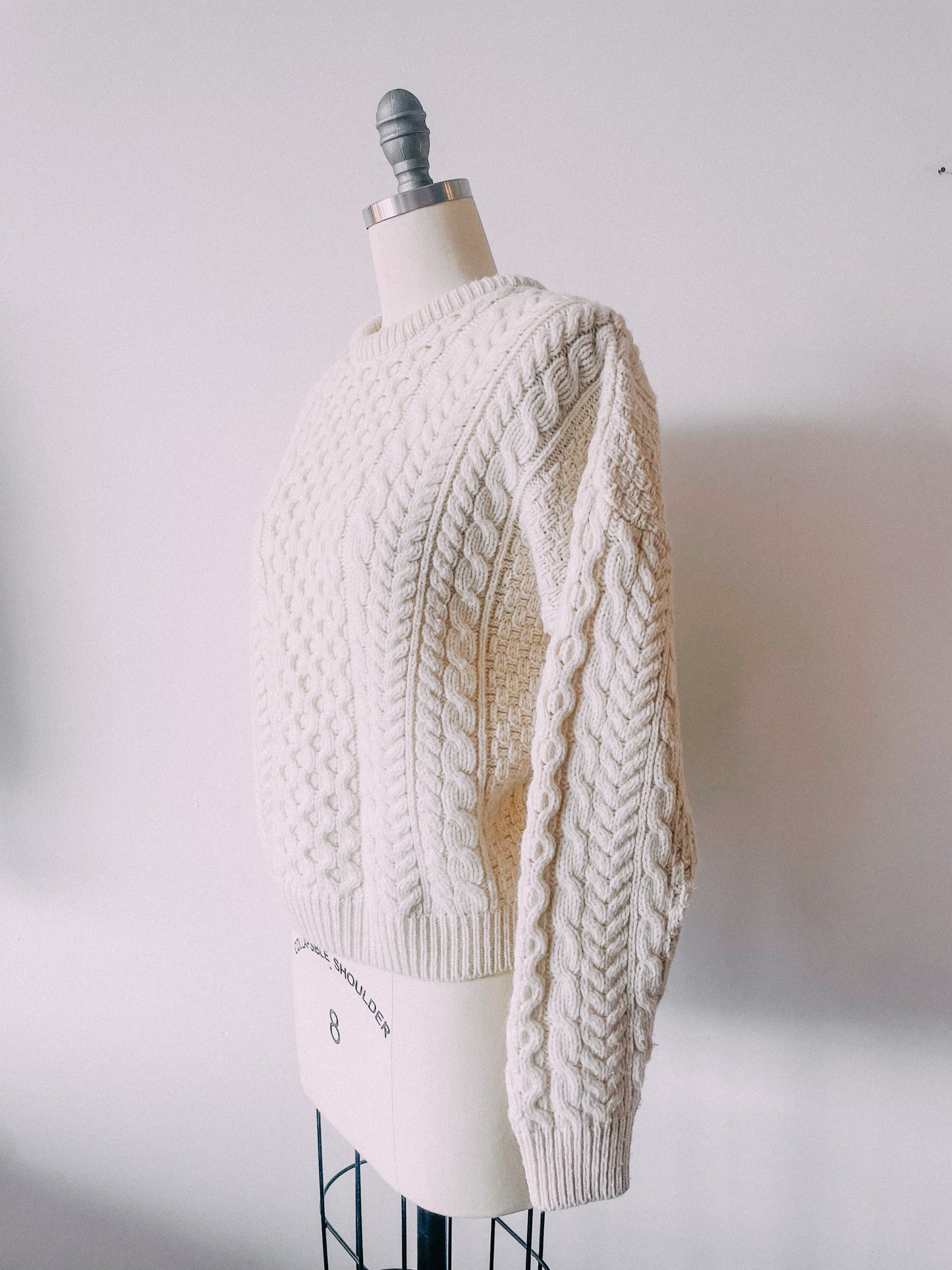 Irish Merino Wool Cable Knit Sweater