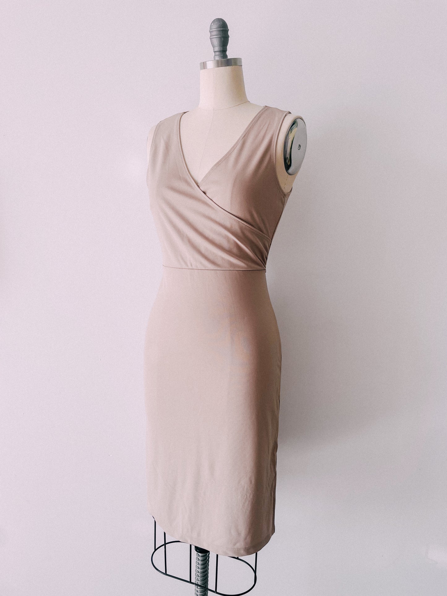 1990s Slinky Khaki Dress