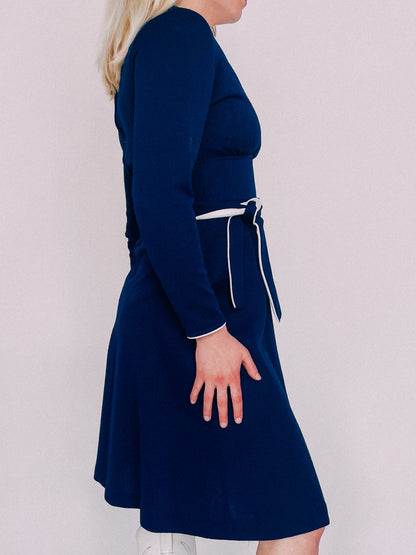 1970s Navy Wrap Dress