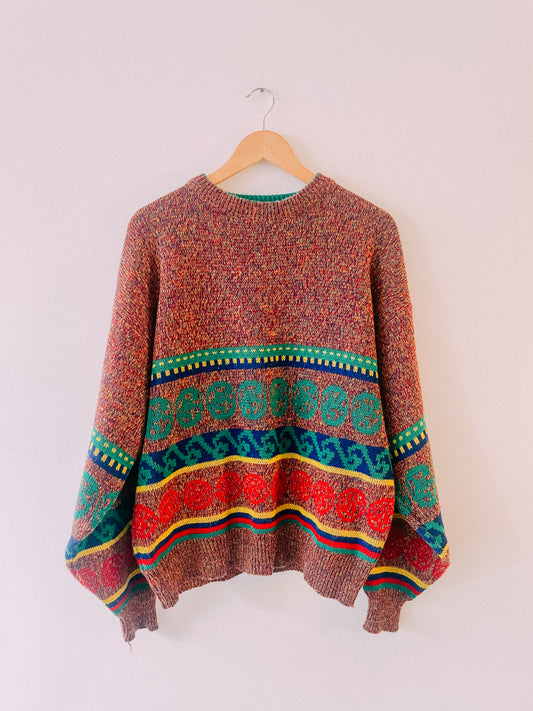 1980s Rainbow Knit Patterned Sweater