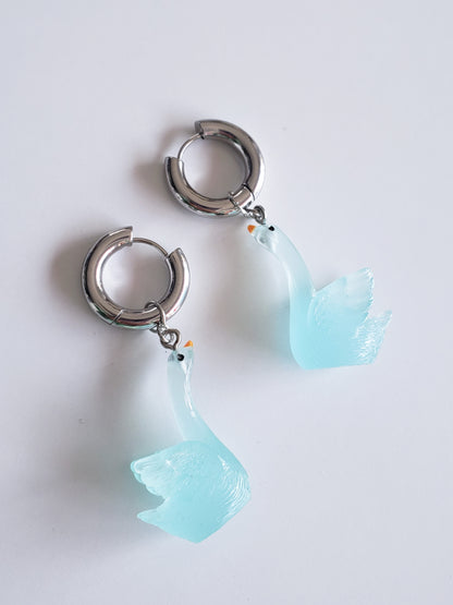 blue swan earrings