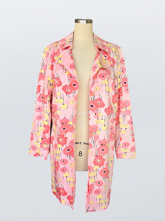 pink + floral spring trench