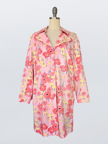 pink + floral spring trench