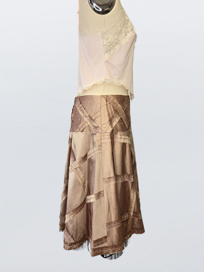 Gold Silk Midi skirt