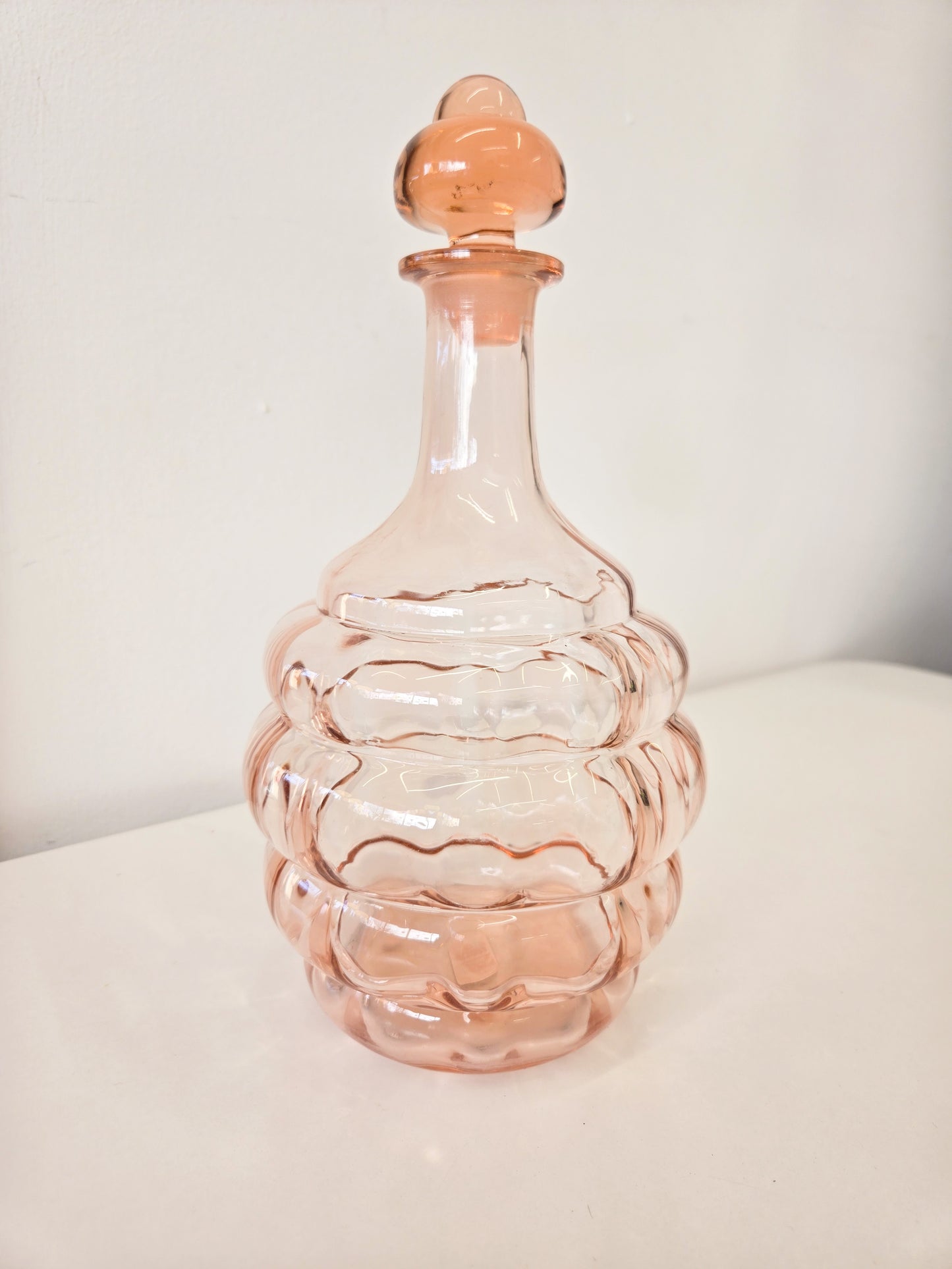 1960s Fostoria Peach Glass 32 ounce Decanter