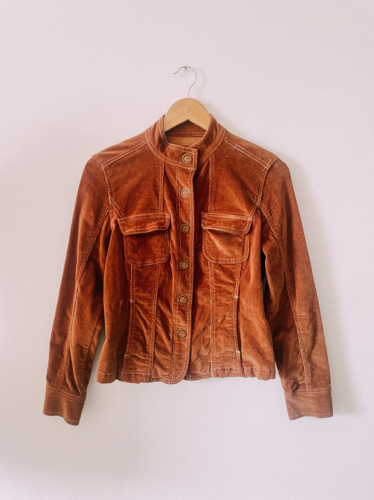 Y2K Brown Corduroy Snap Jacket