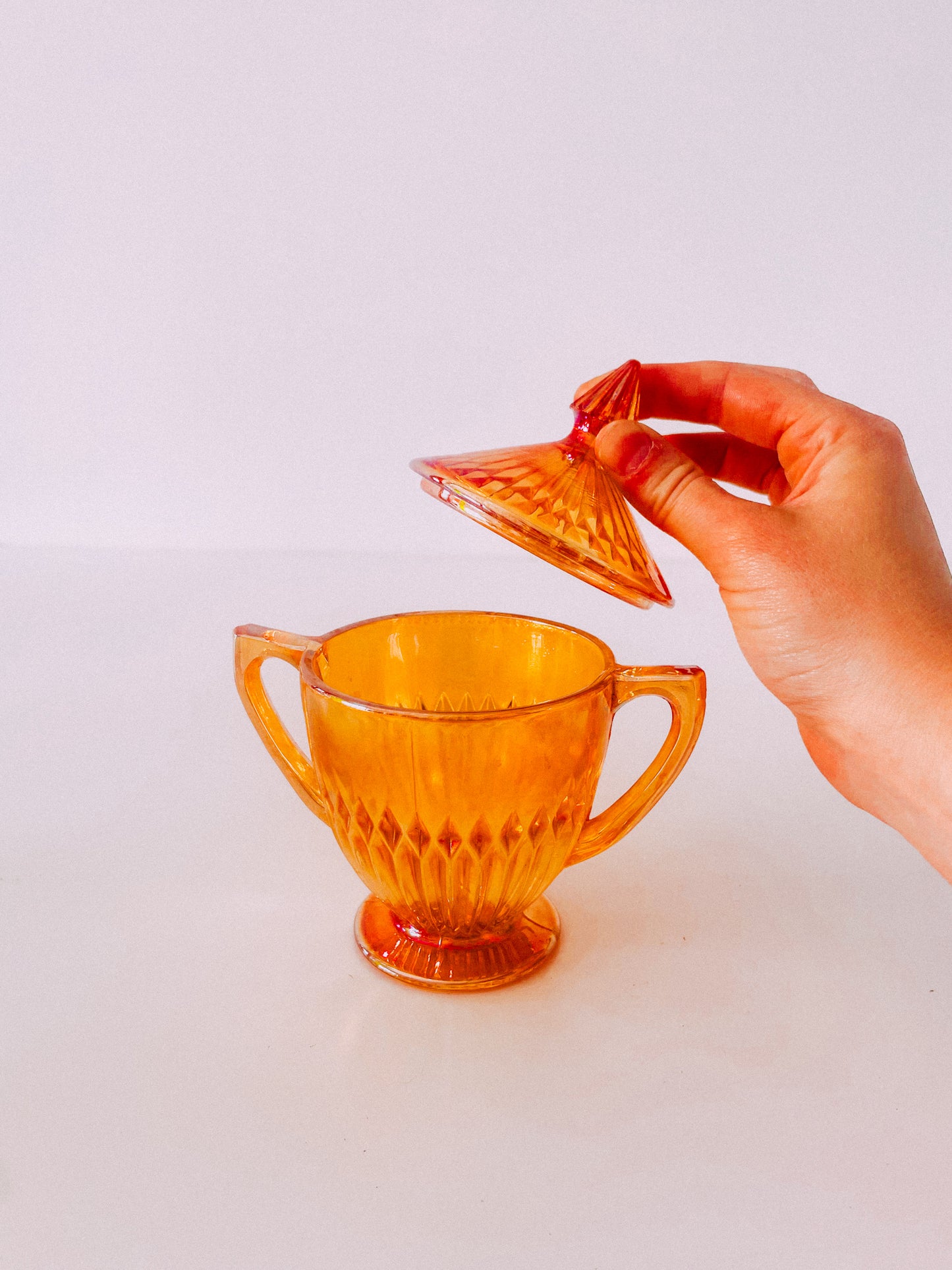 Vintage Iridescent Orange Carnival Glass Cup