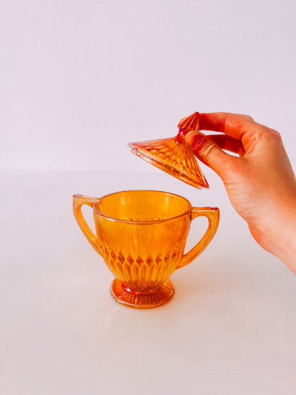 Vintage Iridescent Orange Carnival Glass Cup