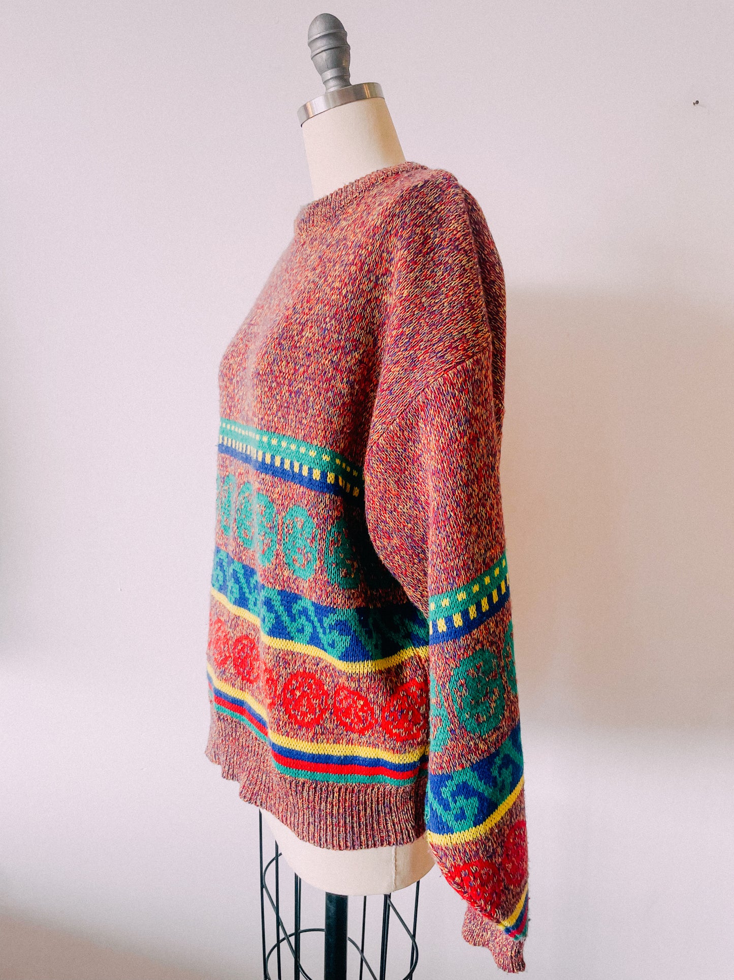 1980s Rainbow Knit Patterned Sweater