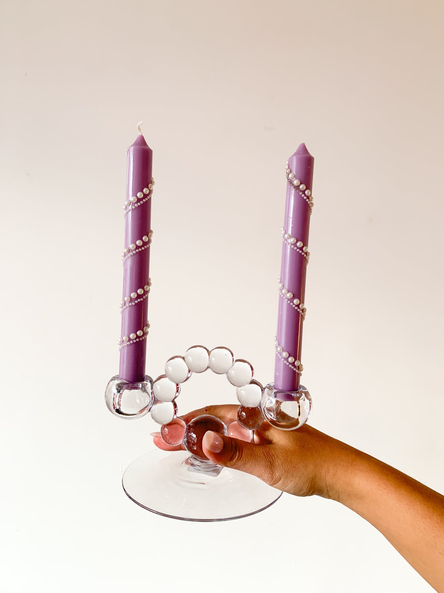 Embellished Pillar Candles, set of 2.