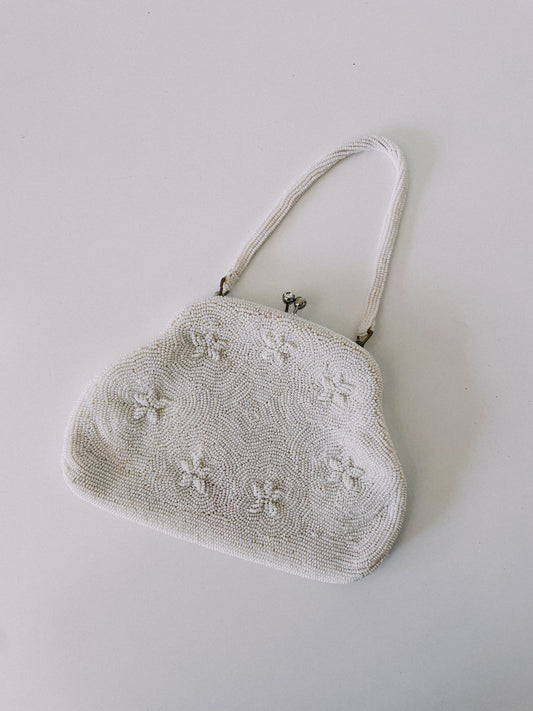 Vintage White Beaded Mini Bag