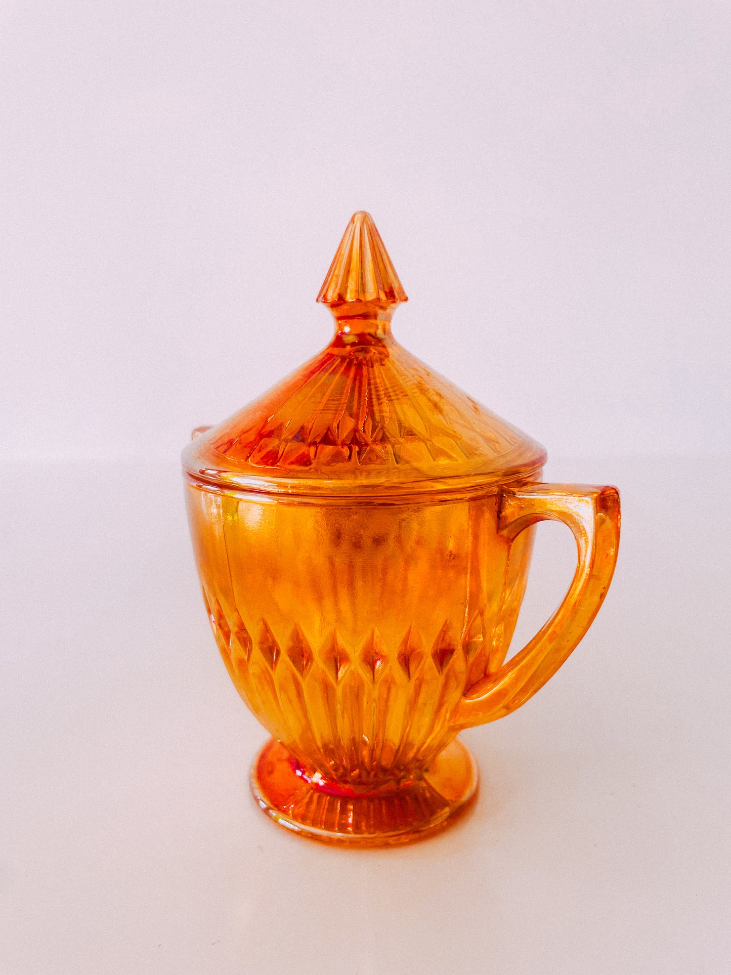 Vintage Iridescent Orange Carnival Glass Cup