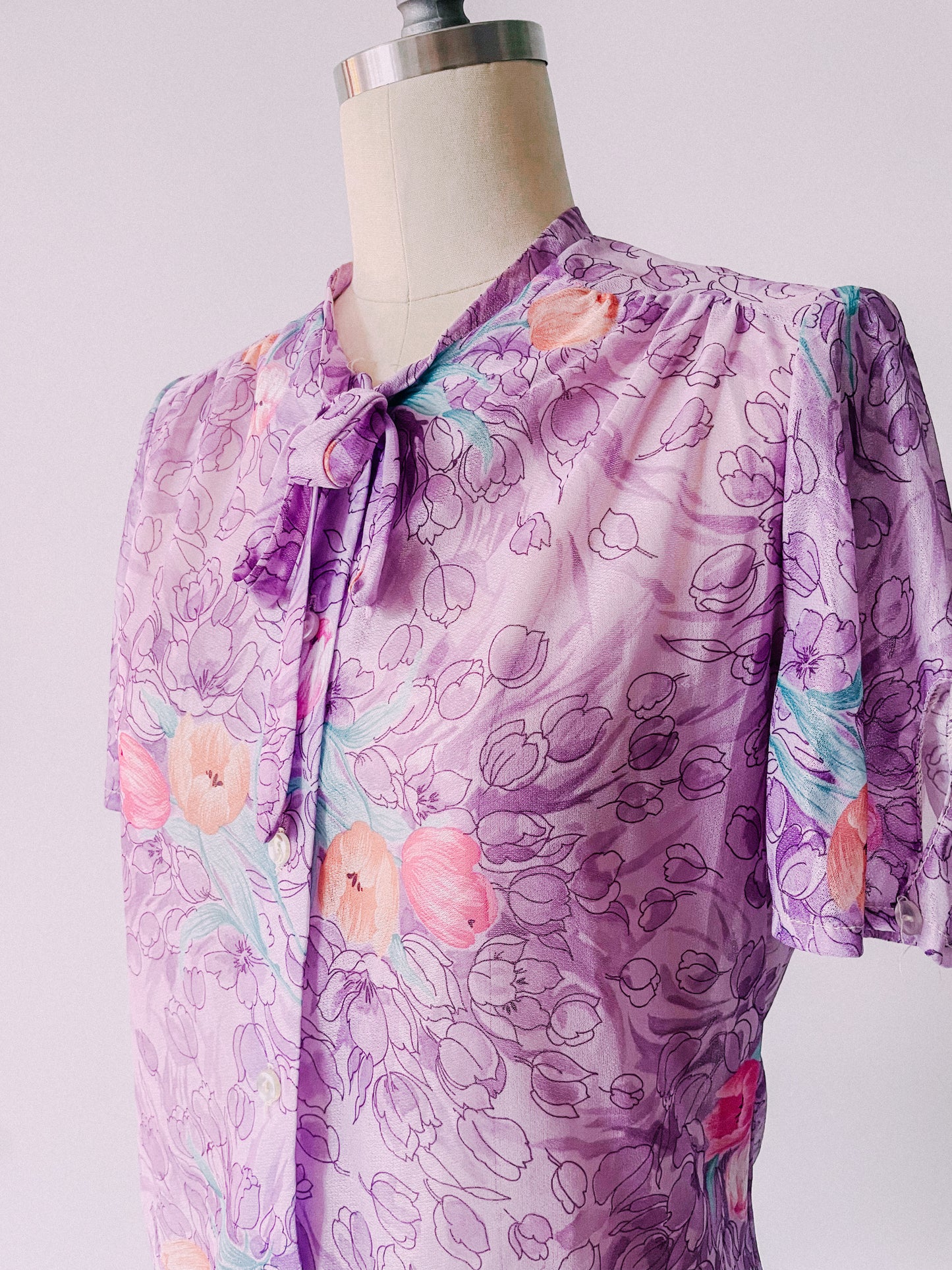 1970s Lavender Sheer Blouse