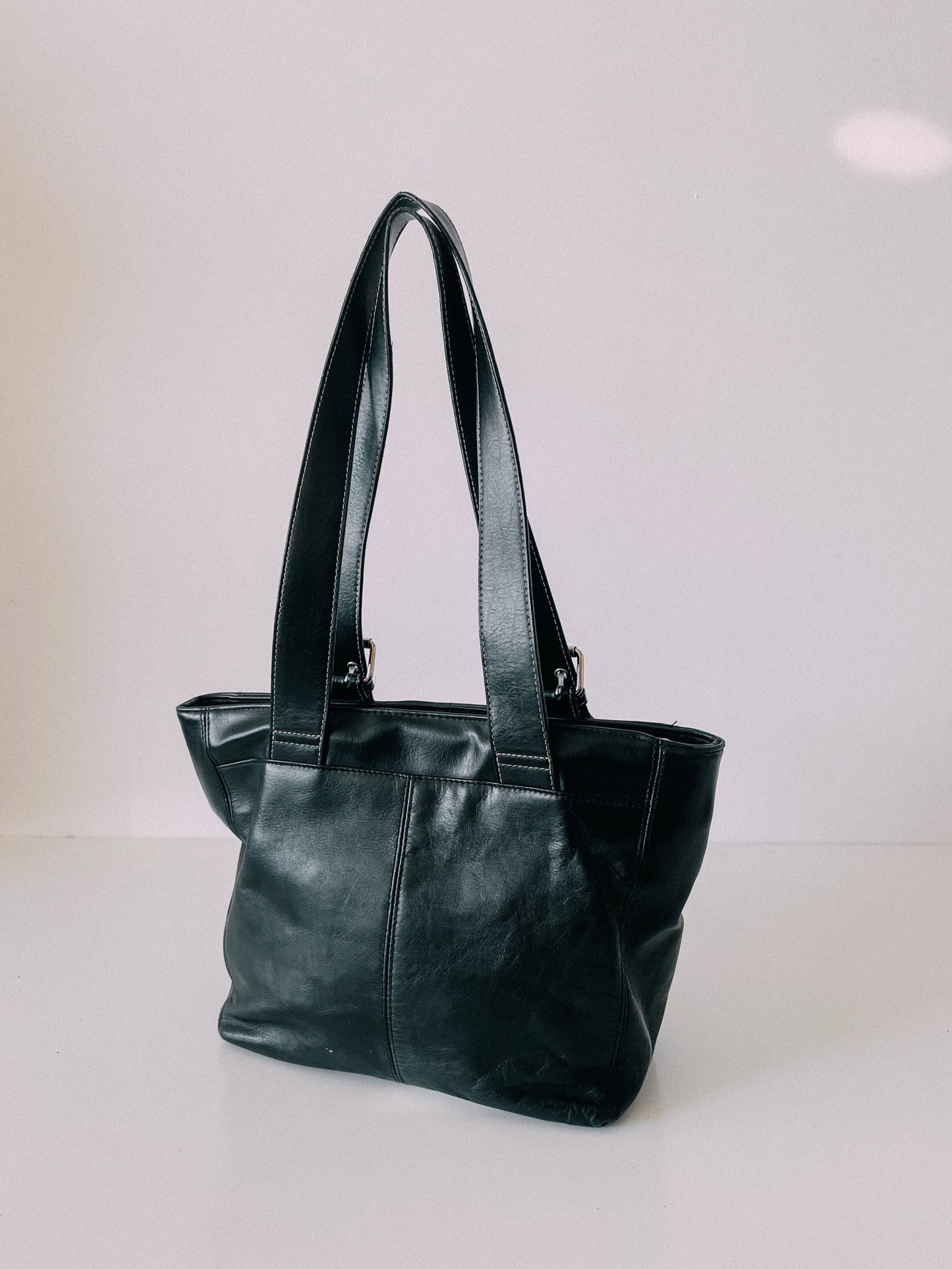 Y2K Black Leather Shoulder Bag