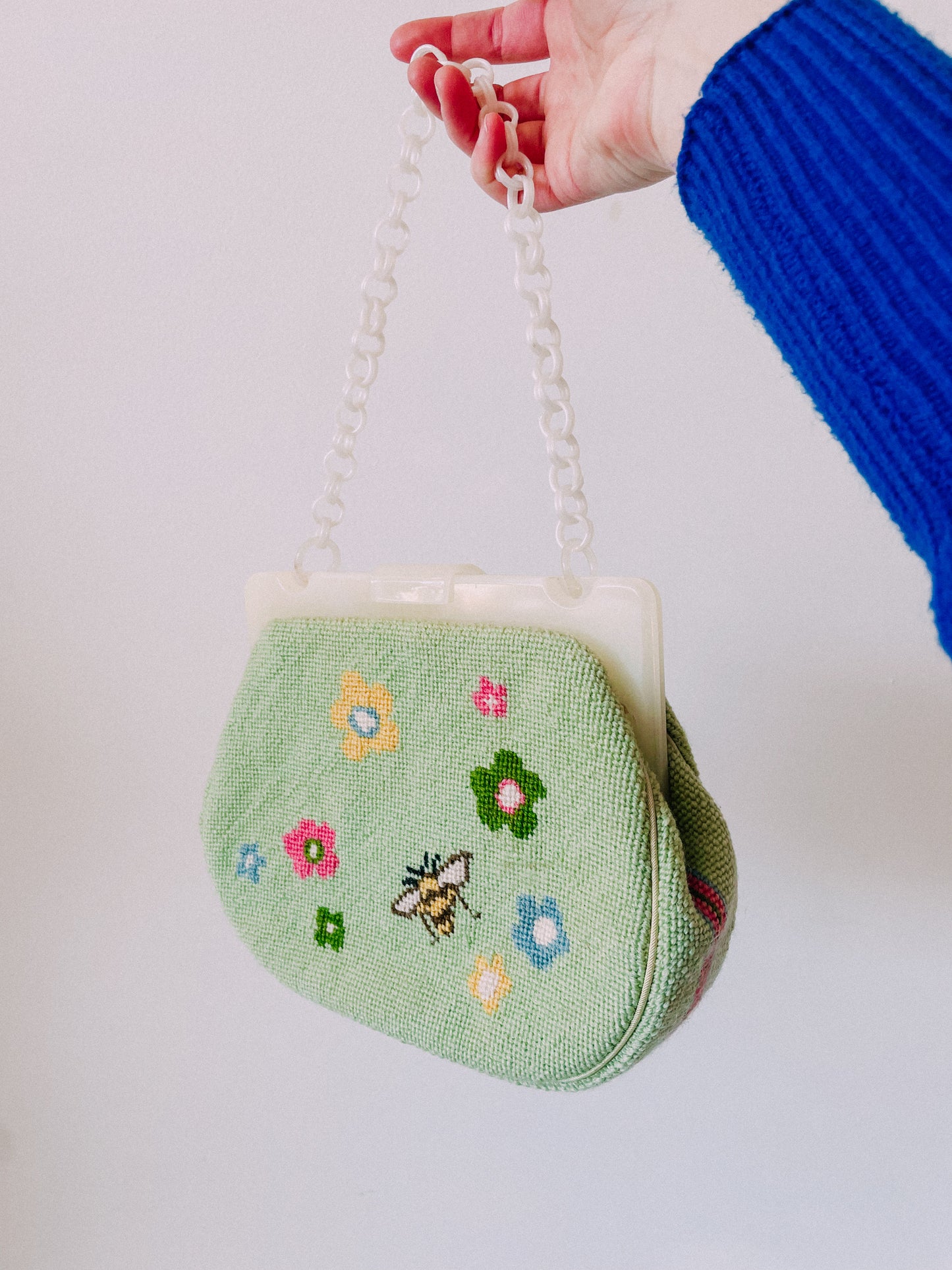 1960s Pastel Needlepoint Handbag