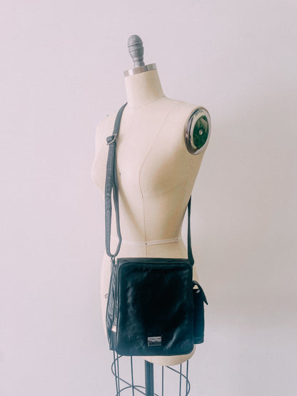 1990s Black Leather Crossbody Bag