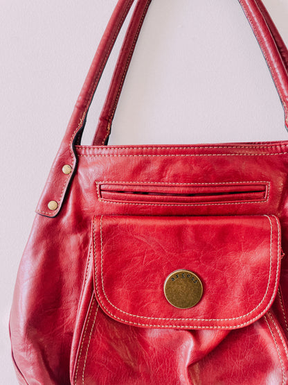 Y2K Red Faux Leather Slouch Bag