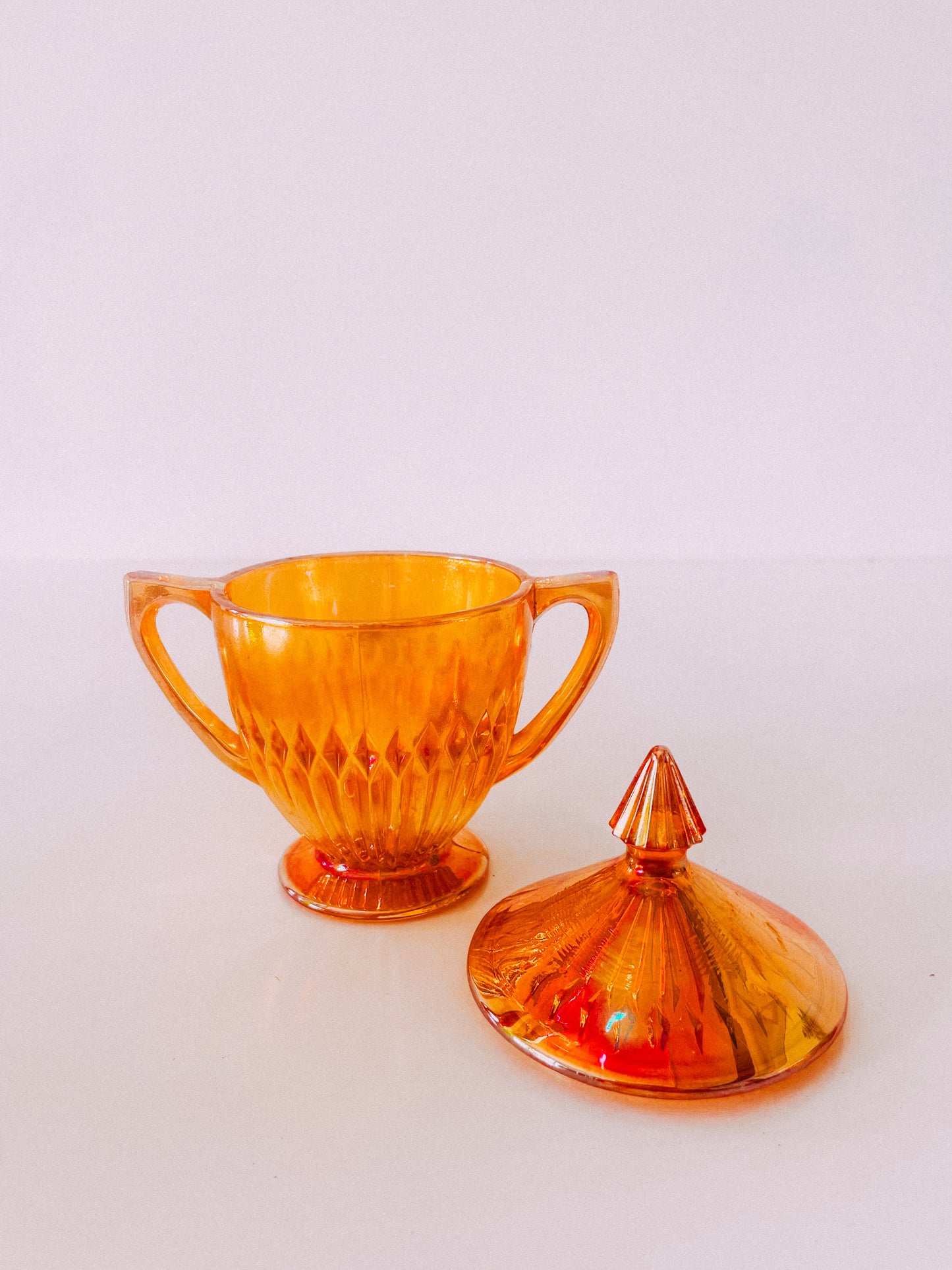 Vintage Iridescent Orange Carnival Glass Cup