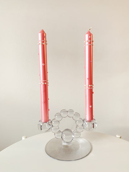 Embellished Pillar Candles, set of 2.