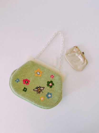 1960s Pastel Needlepoint Handbag