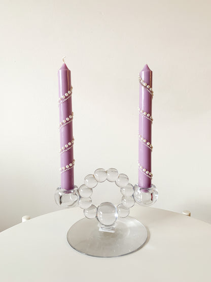 Embellished Pillar Candles, set of 2.