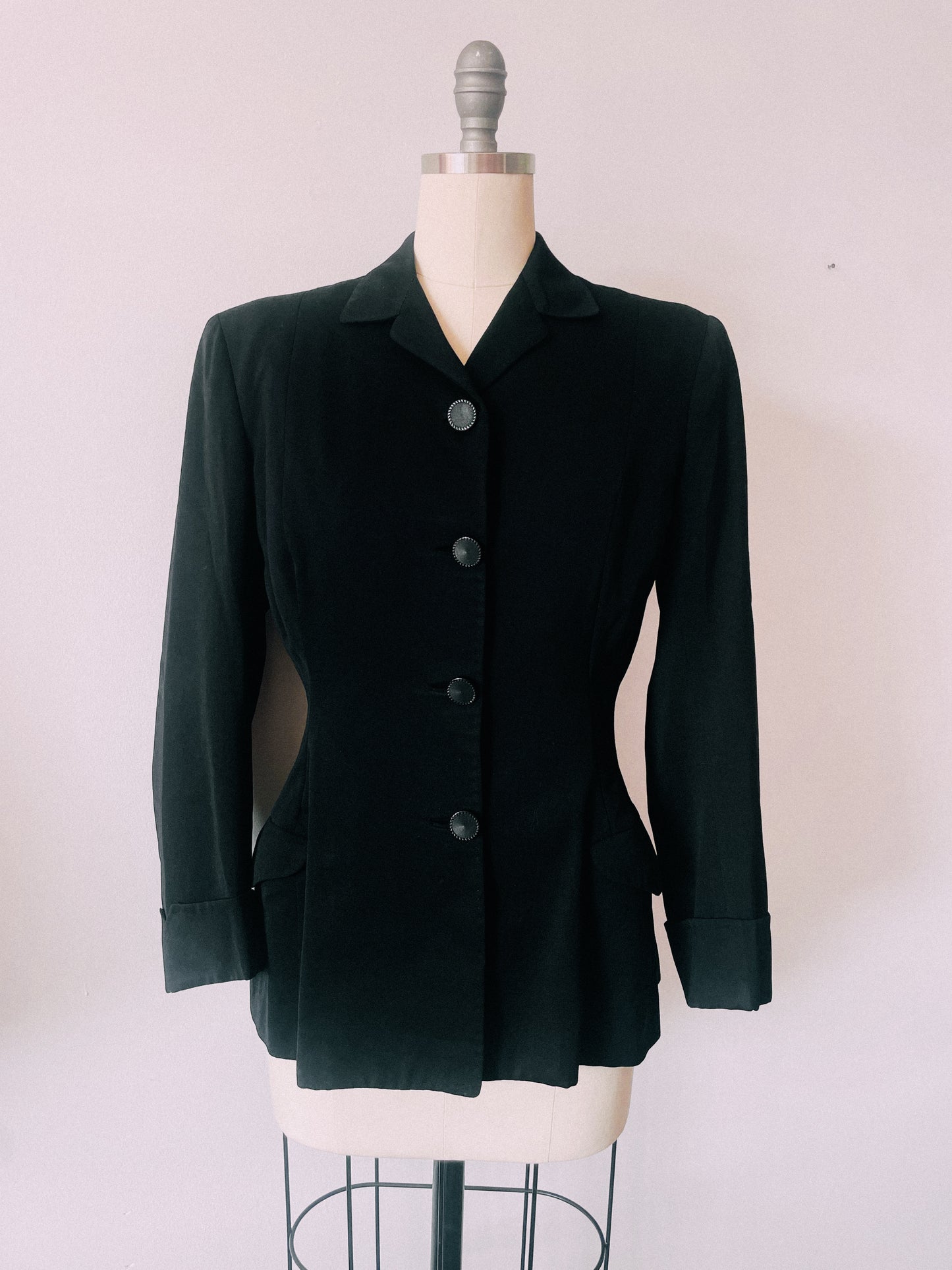 1940s Black Tailored Blazer