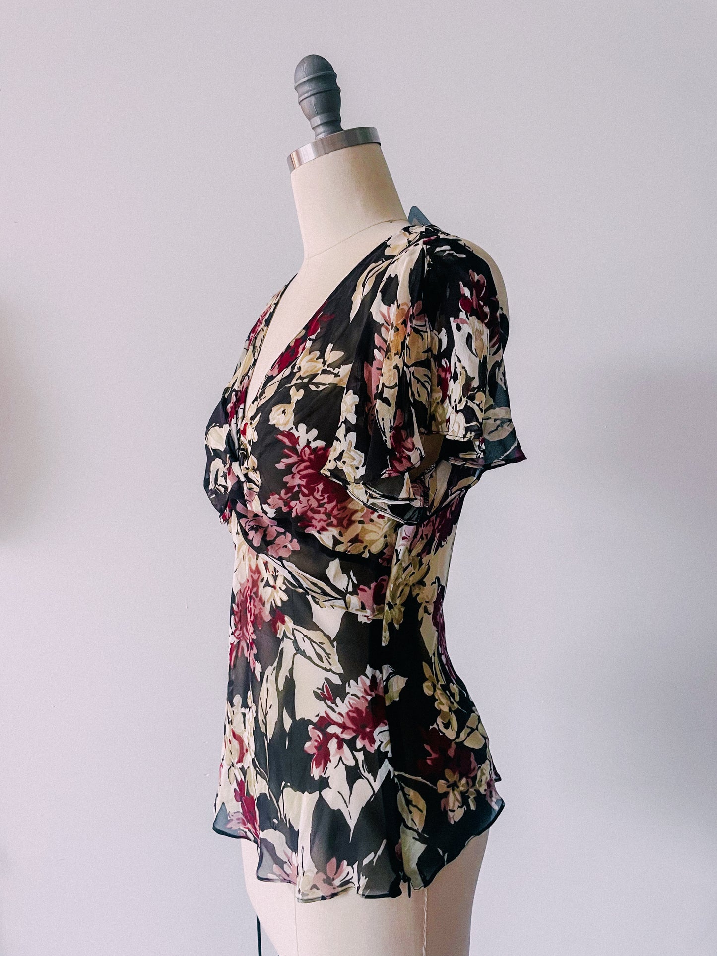 Y2K Moody Florals Silk Top