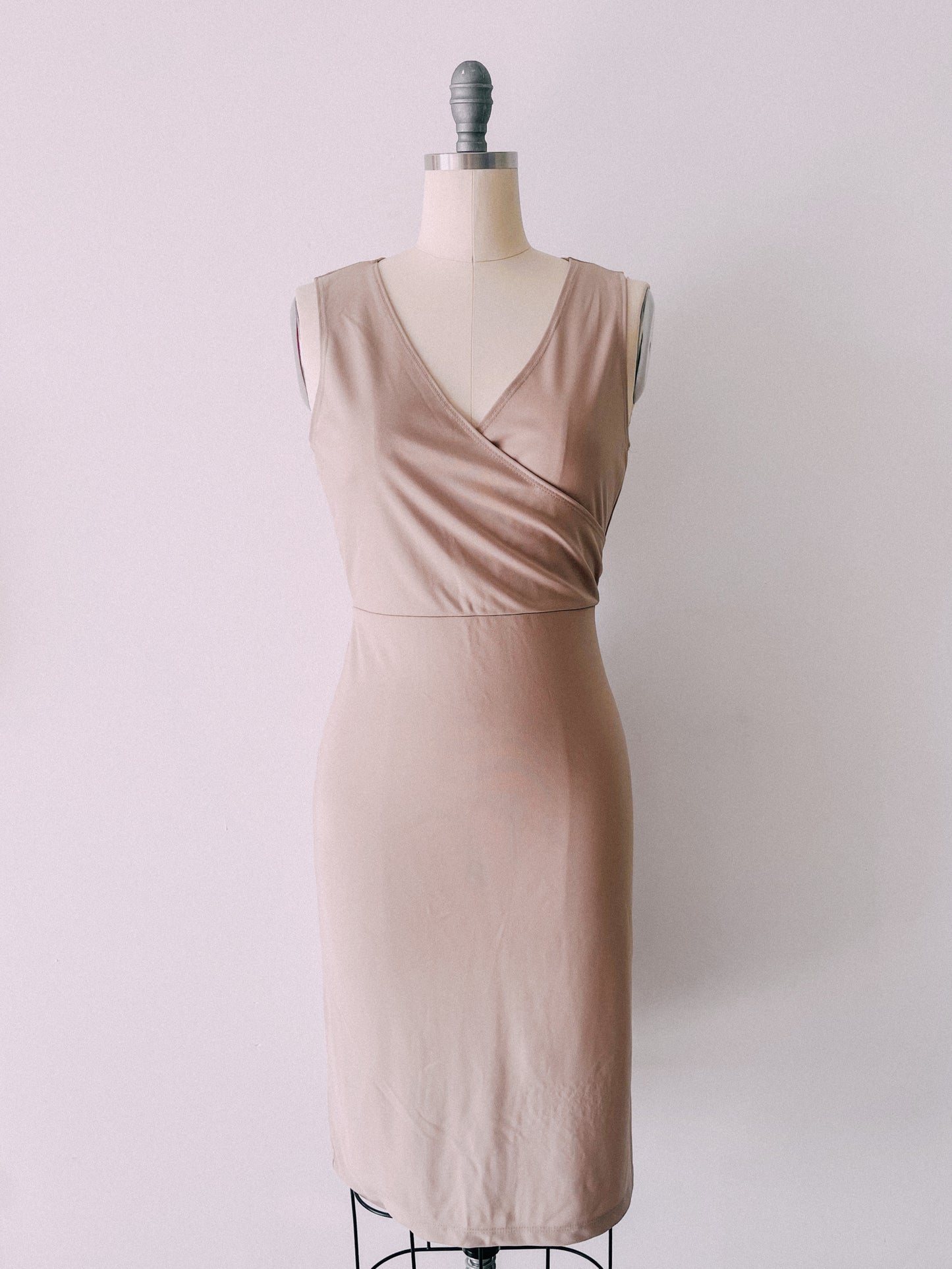 1990s Slinky Khaki Dress