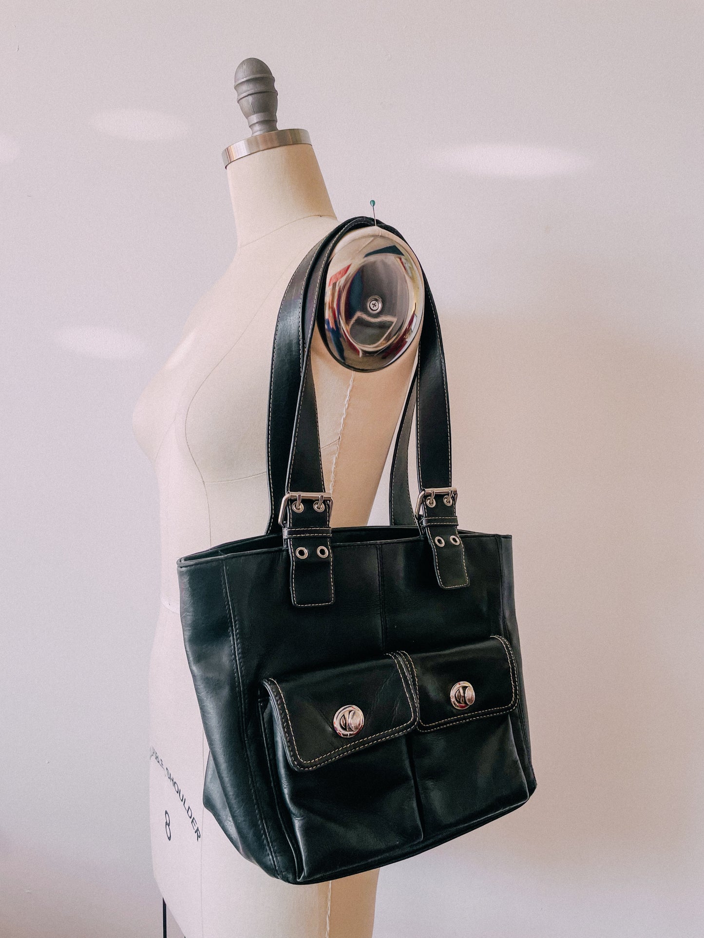 Y2K Black Leather Shoulder Bag