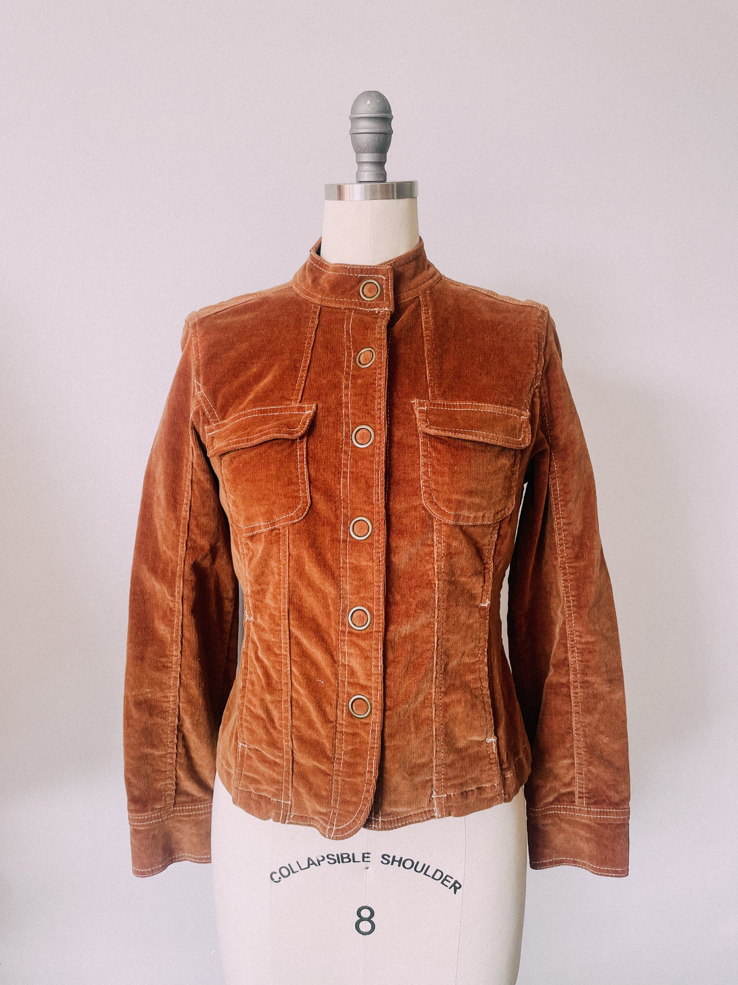 Y2K Brown Corduroy Snap Jacket