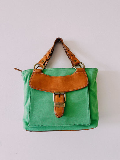 Vintage Green Canvas Handbag