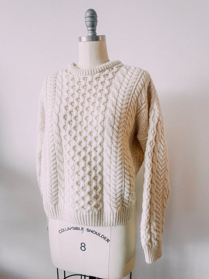 Irish Merino Wool Cable Knit Sweater