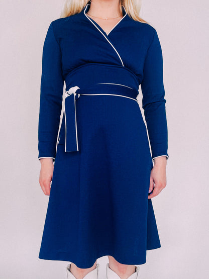 1970s Navy Wrap Dress