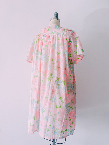 1970s Pink Floral House Coat