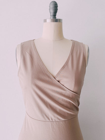 1990s Slinky Khaki Dress