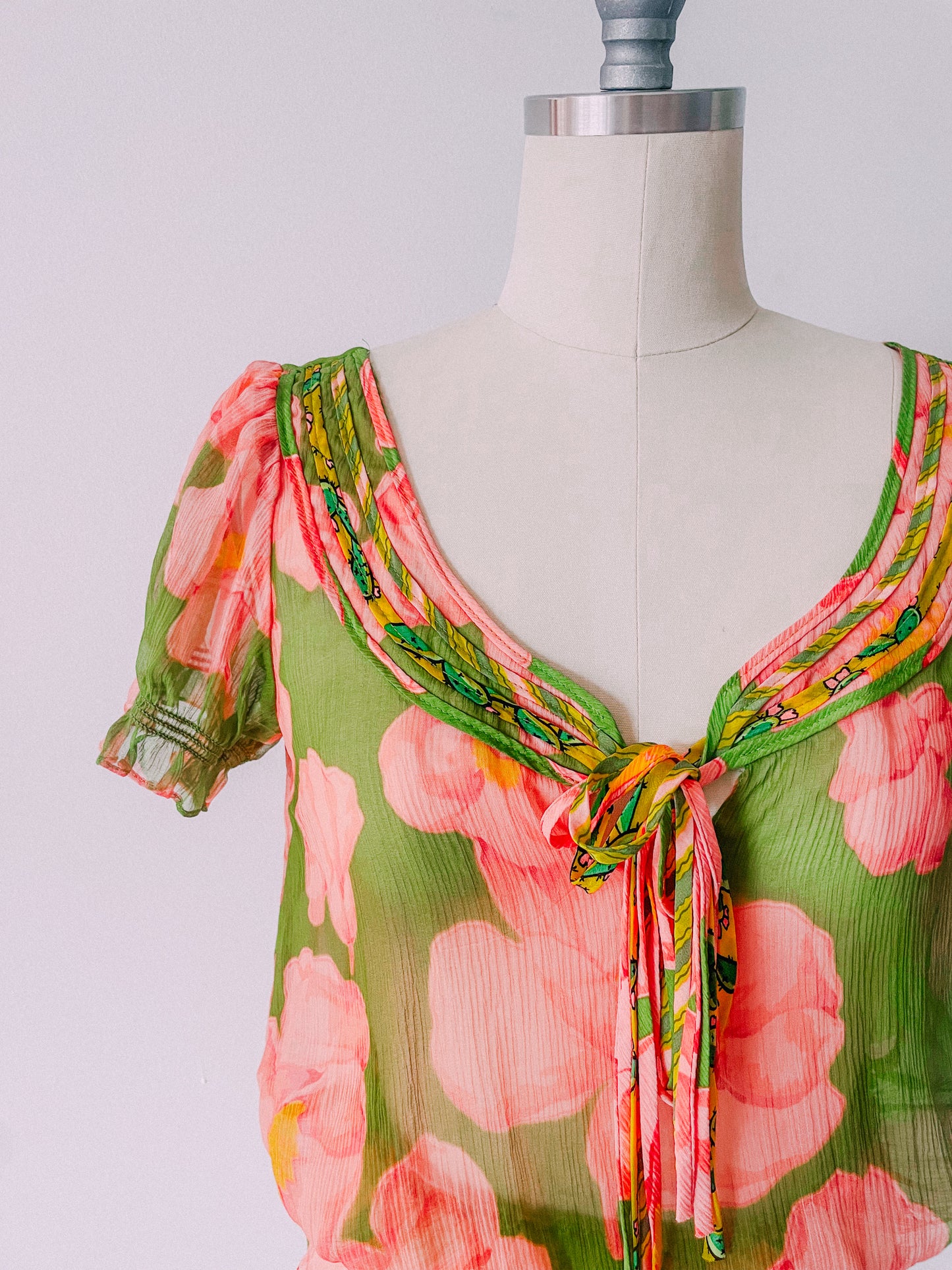 Y2K Bright Floral Silk Top