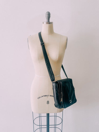 1990s Black Leather Crossbody Bag