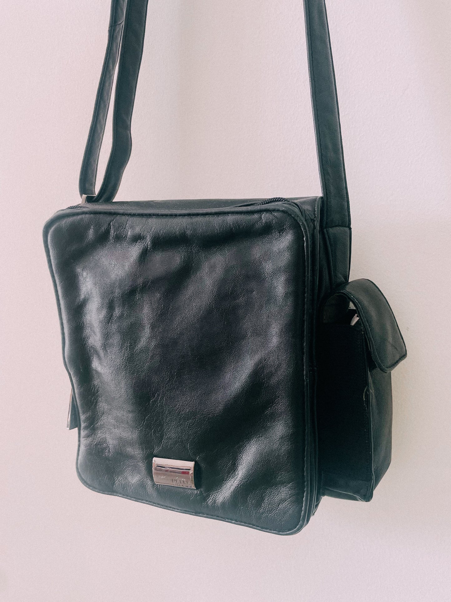 1990s Black Leather Crossbody Bag