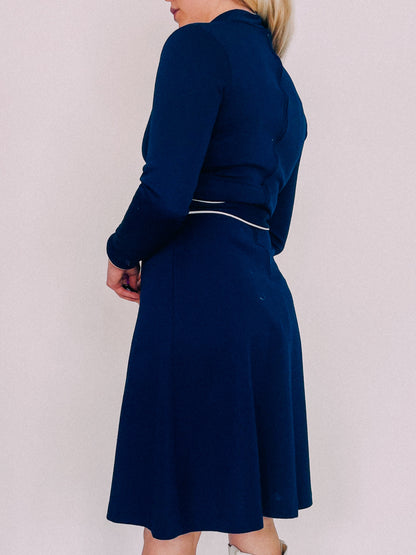 1970s Navy Wrap Dress